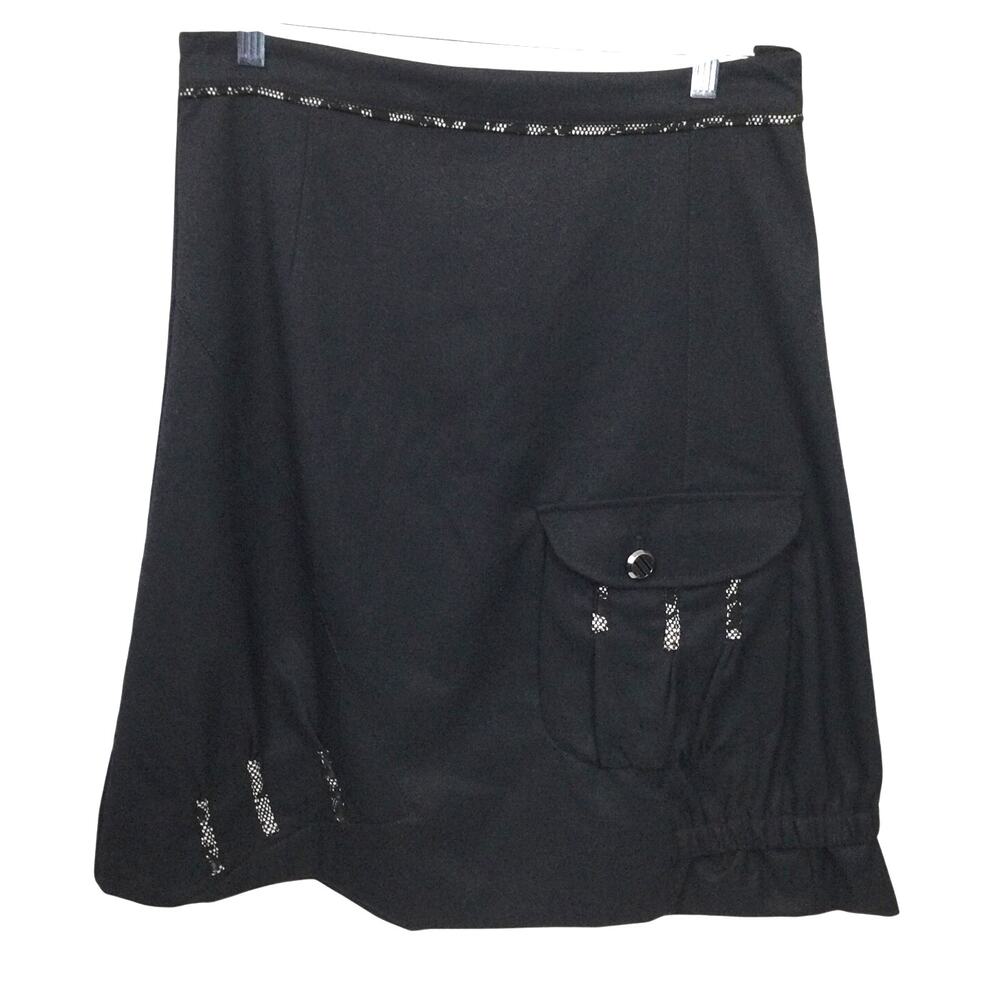 Tara Vao Y2K Grunge Cargo Goth Black Rave Midi Skirt Women Size M